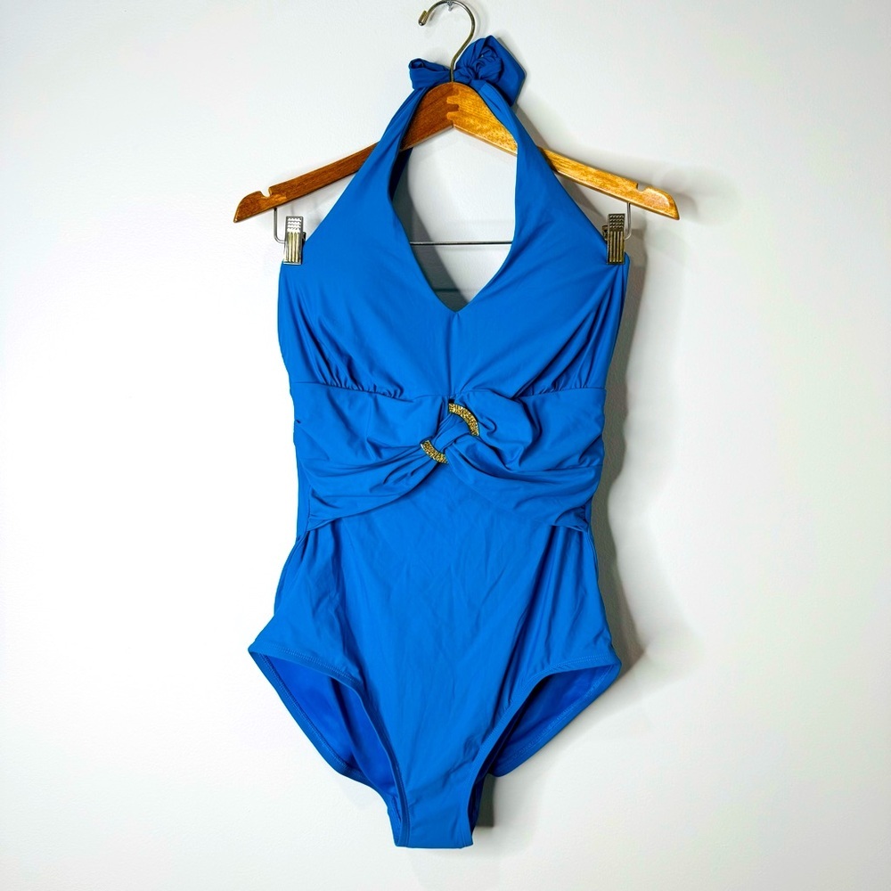 SPANX Electric Blue Halter One-Piece Swimsuit